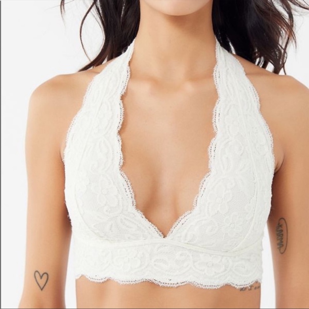 Urban Outfitters cream lace halter bralette